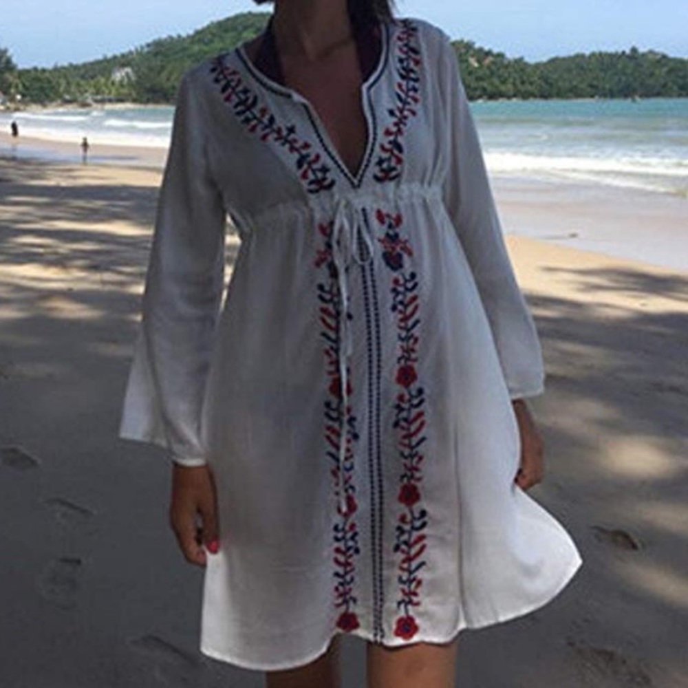 Boho Embroidered Tunic Dress - Picture 3 of 7